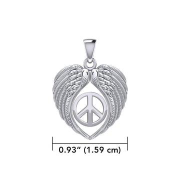 Feel the Tranquil in Angels Wings Silver Pendant with Peace TPD5455 - Jewelry